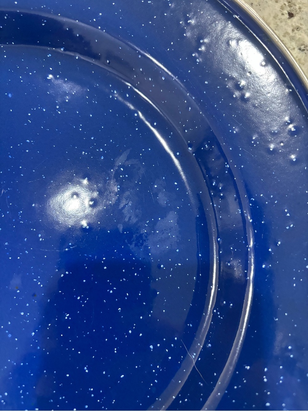 Blue Enamel Speckled Camping Dish Set Vintage Farmhouse Decor - Picture 14 of 16